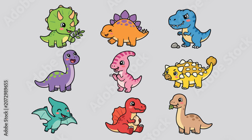 Cute cartoon dinosaur collection
