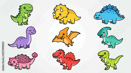 Cute cartoon dinosaurs collection