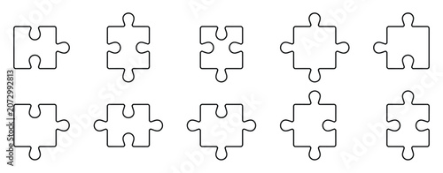 Obraz na płótnie Puzzle Pieces Collection: A compilation of various jigsaw puzzle pieces, showcasing different shapes and connections, perfect for illustrating concepts of problem-solving and completeness