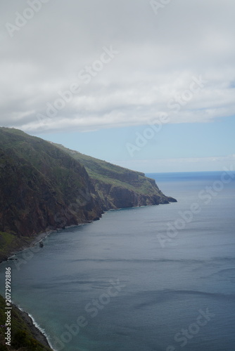 Dramatic Vertical Volcanic Sea Cliffs Plunging into Atlantic Oce