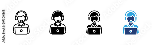 Customer Support icon set multiple style collection