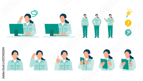 Foto Skillful female operator in green workwear coordinates manufacturing workflows o