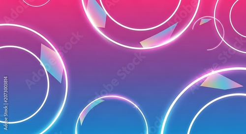 Vibrant neon circles abstract background design.