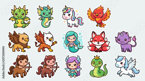 Cute fantasy creatures collection