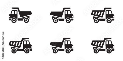 Quadro em tela Dump truck icon set isolated on transparent background for construction and mining machinery vector design