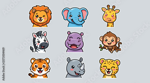 Photography Cute cartoon safari animal portraits
