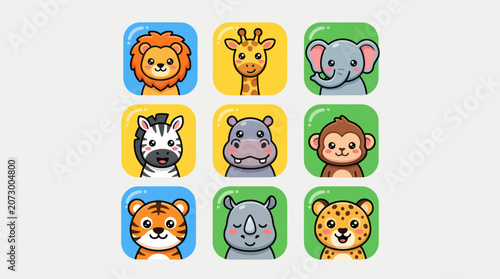Photography Cute cartoon safari animals collection