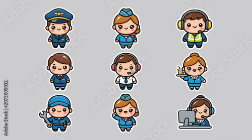 Cute diverse professions cartoon characters