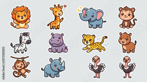 Photography Cute cartoon safari animals collection