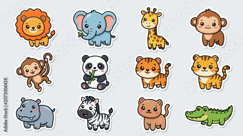 Photography Cute cartoon safari animals collection
