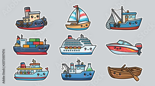 Canvastavla Cute cartoon watercraft collection