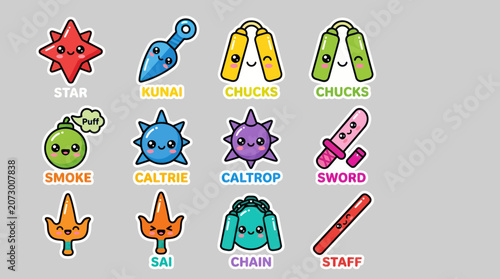 Foto Cute cartoon weapon collection