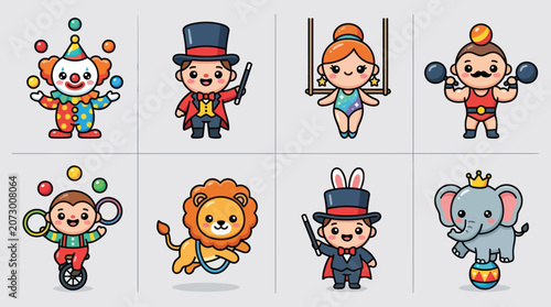 Photography Cute circus characters vector collection