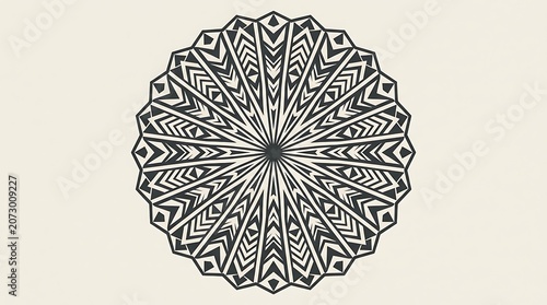 Intricate black and white mandala design.