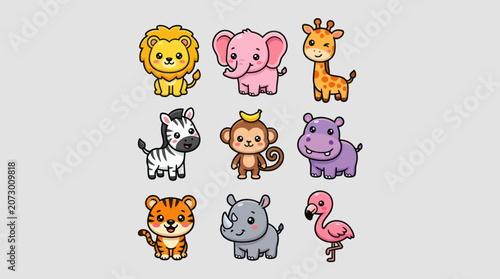 Canvas Print Cute cartoon wild animals collection