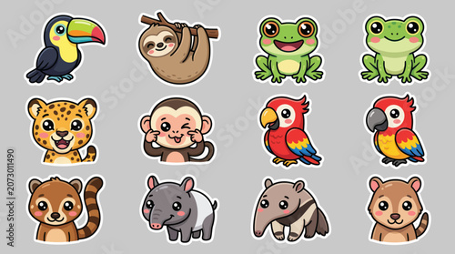 Canvas Print Cute cartoon wildlife collection