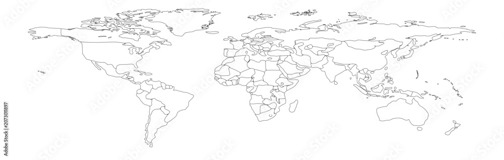Fototapeta premium Modern outlined worldmap for long 07 illustration image graphic for design projects presentations digital media marketing visuals professional commerc