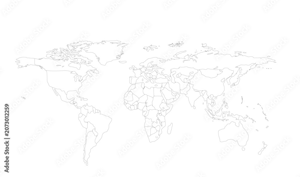 Fototapeta premium world map horizontal Outline 01 illustration image graphic for design projects presentations digital media marketing visuals professional commercial c
