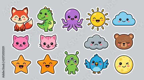 Cute kawaii characters and objects collection