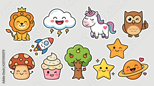 Cute kawaii characters and objects collection