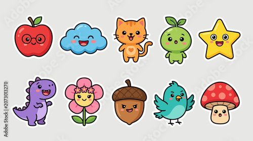 Cute kawaii characters and objects collection