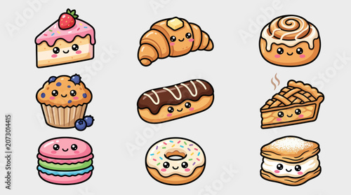 Cute kawaii pastries and desserts collection