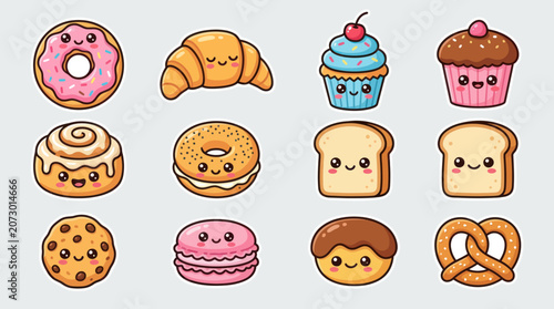 Cute kawaii pastry and baked goods collection