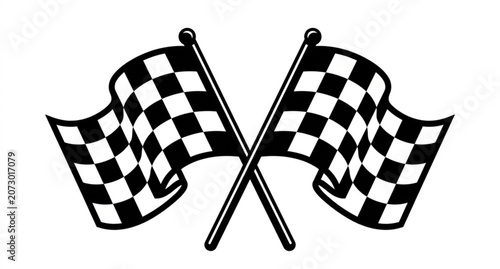 Картината върху платно Championship crossed checkered flags racing vector symbol isolated on white