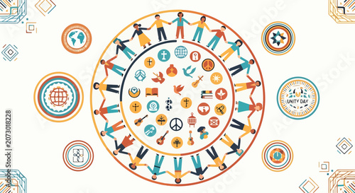 A diverse group of people holding hands