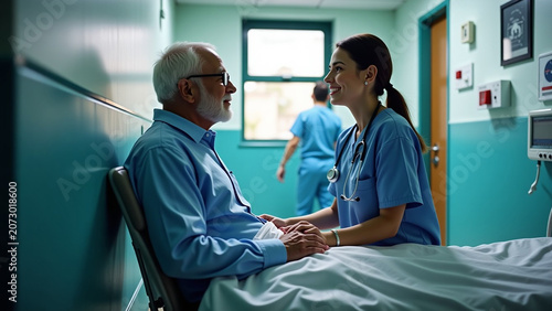 Nurse in hospital ar iteration beautiful modern house creative design style concept nature landscape photography