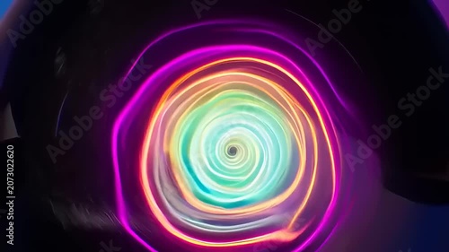 Vibrant Neon Lights Swirling in Motion.