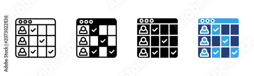Team Schedule icon set multiple style collection