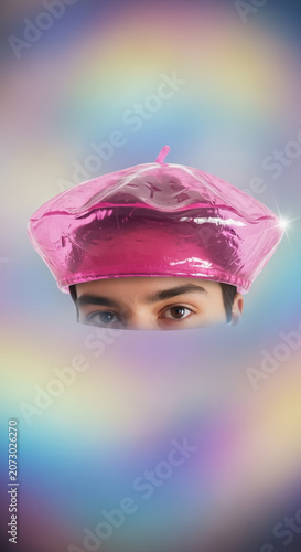Digital Art and Fashion: Smartphone, Pink Beret, and Creative Inspiration