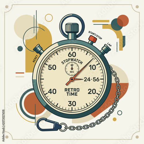 Fotografie A vintage style mechanical stopwatch on a decorative abstract background