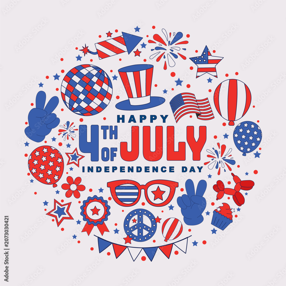 Obraz premium Happy Fourth Of July Celebration Vector