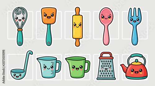 Cute kitchen utensil characters