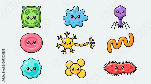 Tableau sur toile Cute microscopic organisms collection
