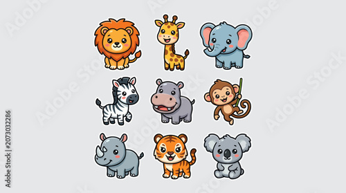 Photography Cute safari animals collection