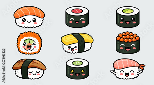 Cute sushi characters collection