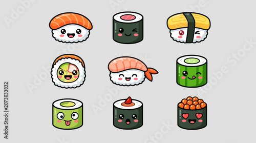 Cute sushi characters collection