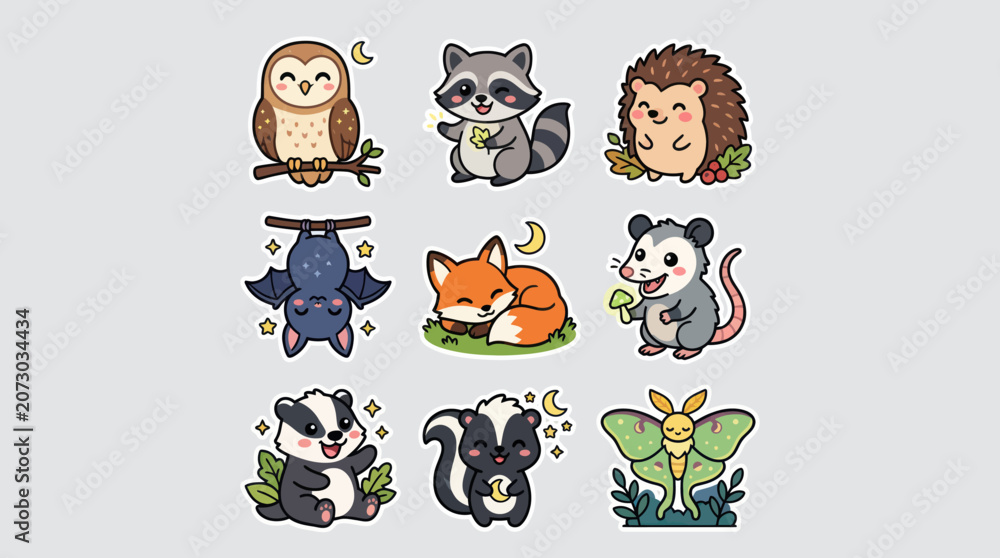 Fototapeta premium Cute woodland animal collection vector art