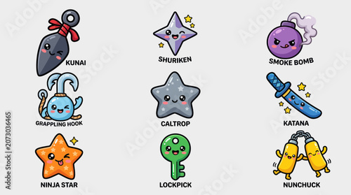 Fotografie Cute weapon and tool icons