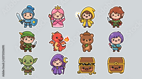 Bild auf Leinwand Fantasy characters and items collection
