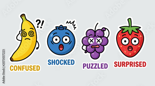 Fotografie Fruit characters expressing emotions