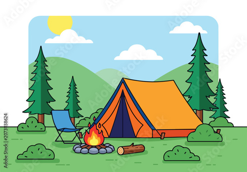 Foto A serene camping scene with a tent