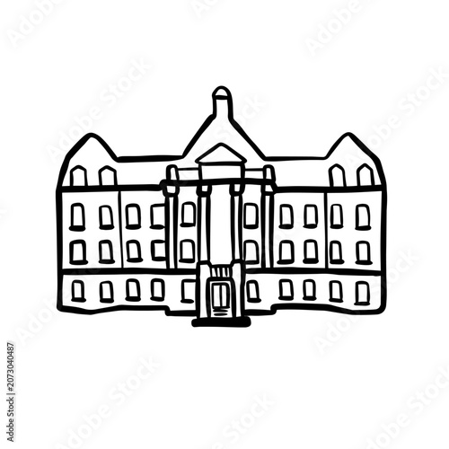 Obraz na płótnie Historic Government Building Outline Icon in Minimal Line Art Style