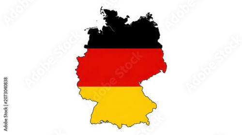 Silhouette map of germany filled with the horizontal tricolor flag of black, red, and gold