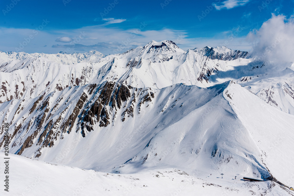 Obraz premium Gudauri Ski Resort Georgia, Snowy Winter Mountain Landscape winter