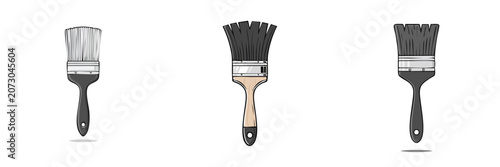 Set of paintbrushes for home renovation and artistic creation with bristles and handles