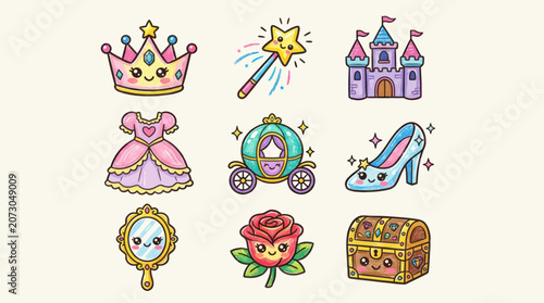 Kawaii fantasy icons collection